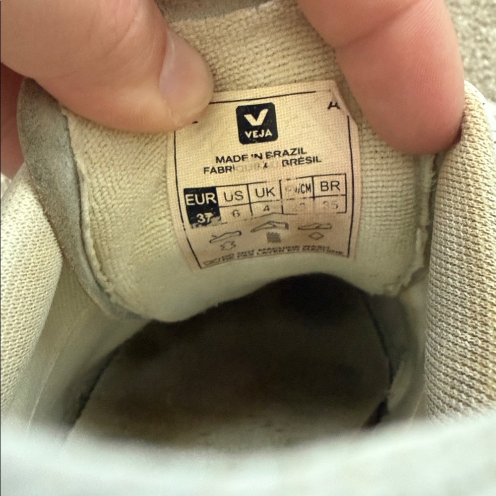 Veja V-12 Leather Suede White Sneakers in Babe Pink - Picture 10 of 10